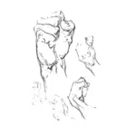 Selection of clenched fist gesture vector clip art
